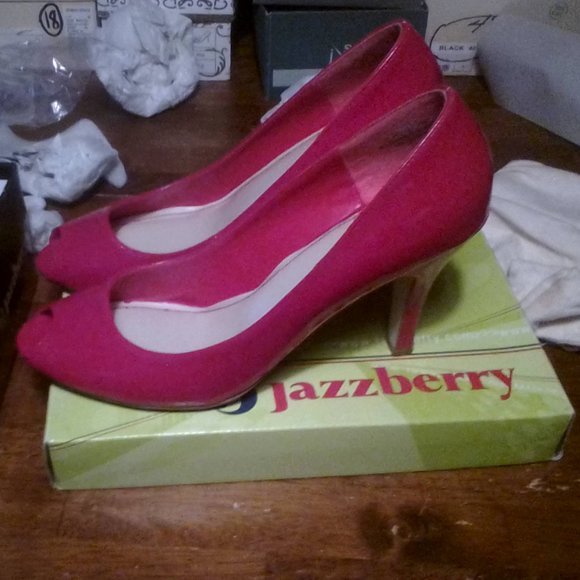 Jazzberry size 10 open toe heels - Picture 2 of 6